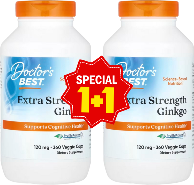 1+1 닥터스베스트 은행나무 익스트라 스트렝스 징코 120mg 베지 캡슐 360정 / 해외직구 미국정품