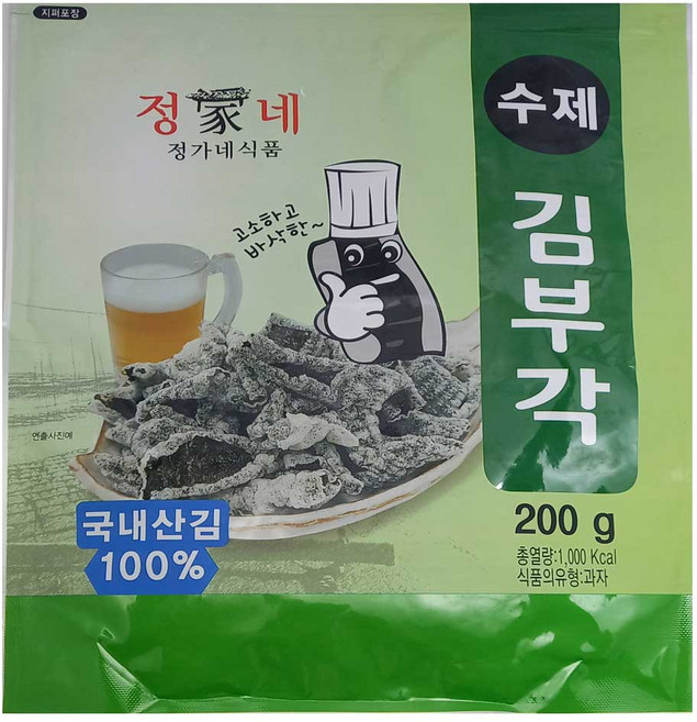 정가네 수제 김부각 200g 대용량 김스낵 맥주안주 간식 고단백, 3개
