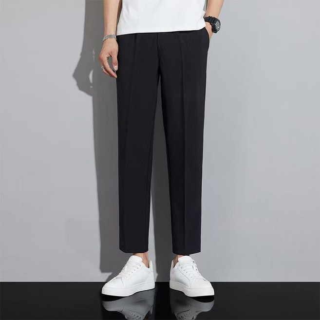 남성 원턱슬랙스 정장바지 남자 봄여름 편한 밴딩 일자팬츠