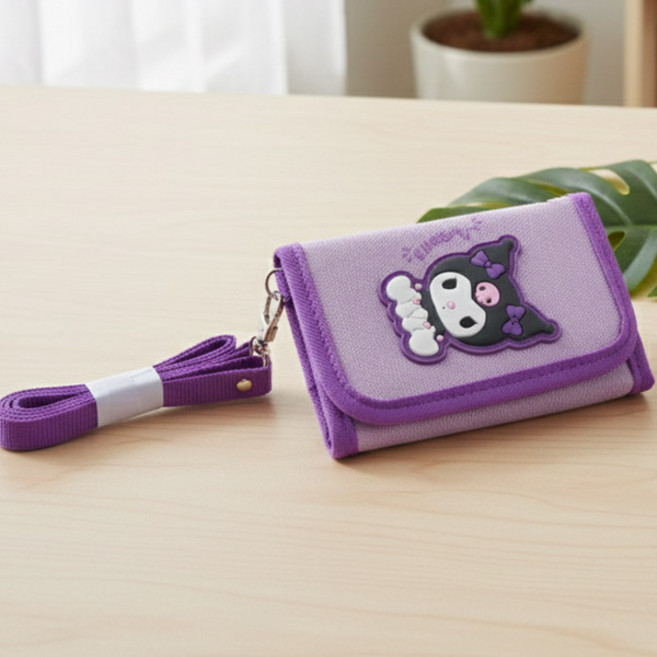 쿠로미 캐릭터 초등학생 여아 신학기 선물 3단 찍찍이 목걸이 지갑