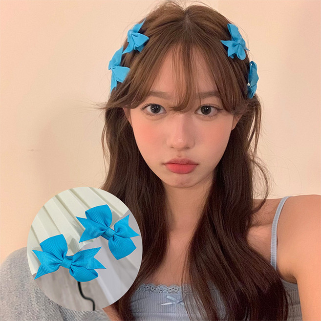 일호장신구 미니 귀욤 리본 집게핀 4P 양갈래 머리핀 새해 조카 어린이 집 선물