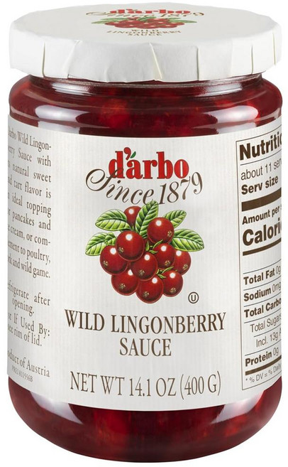 다르보 콩피튀르 야생 링곤베리 소스 14.1온스 Darbo Conserves Sauce Wild Lingonberry 14.1 Ounce - Pack 6, 14.1 온스, 400g, 1개