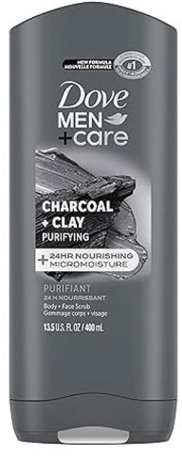 도브 맨+케어 차콜 + 클레이 퓨리파잉 바디 + 페이스 스크럽, 1개, 400ml
