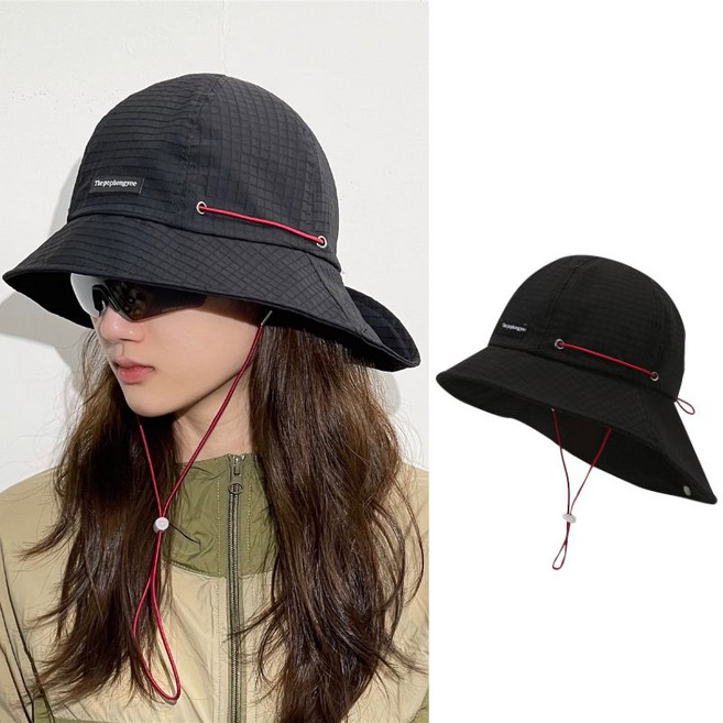 두리안나 경량 스프링 조절 등산모자 버킷햇 아웃도어 캠핑 여행용 모자, 블랙