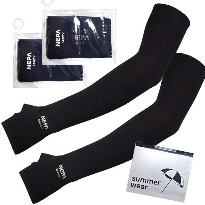 네파 심리스 손등형 쿨토시 2개+파우치, 블랙+블랙+파우치, 1개