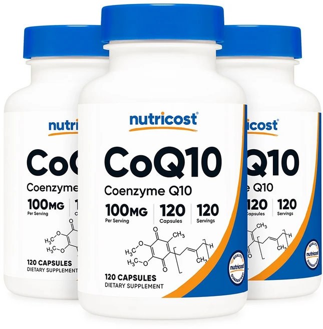 Nutricost CoQ10 뉴트리코스트 코큐텐 코엔자임 100mg 120정 3팩, 3개 - 쿠팡