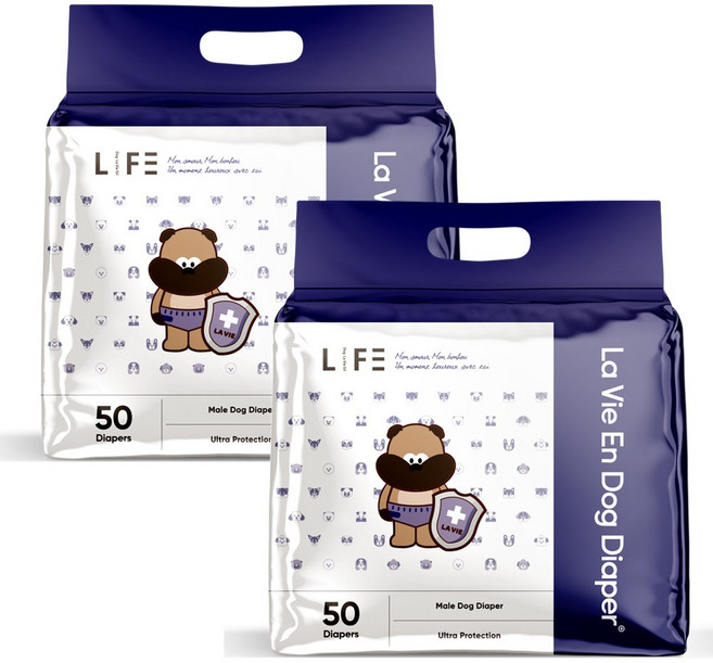 라비앙독 수컷 강아지 안심 기저귀 대용량 100매(50매X2개), 중형, 2개, 50개입