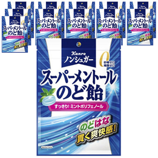 Kanro 슈퍼멘솔 목캔디 80g x 12봉지, 12개