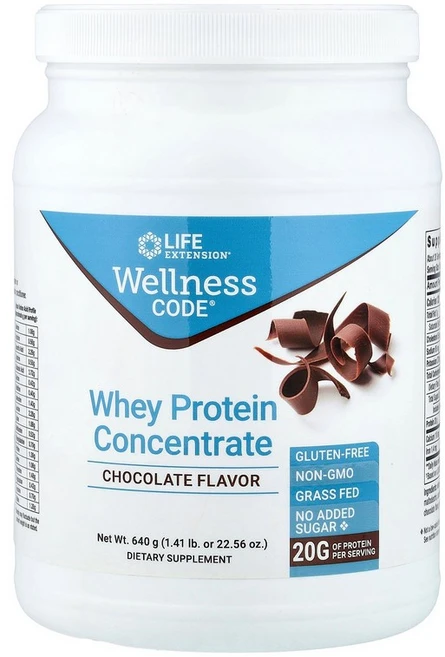 라이프 익스텐션 Life Extension Wellness Code® 농축 유청 단백질 초콜릿 맛 640g1.41lb123684원산지:기타, 640g - 쿠팡