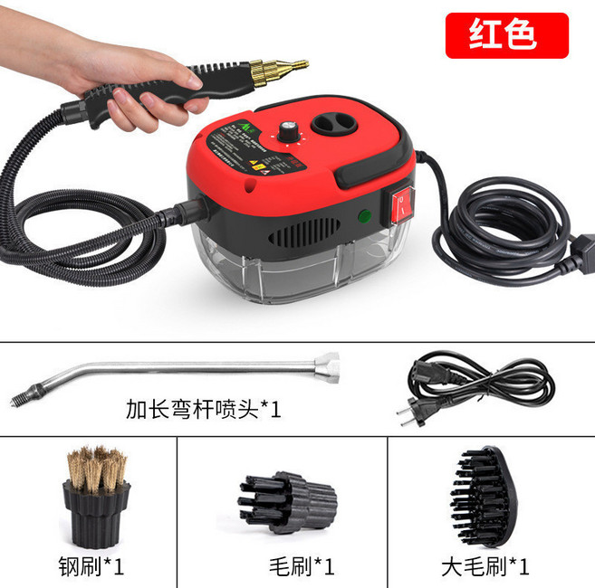 高壓高溫蒸汽清潔機 110V 220V 家用消毒清潔, 紅色 旋鈕款 1000ml【基礎套裝】,美規 110V
