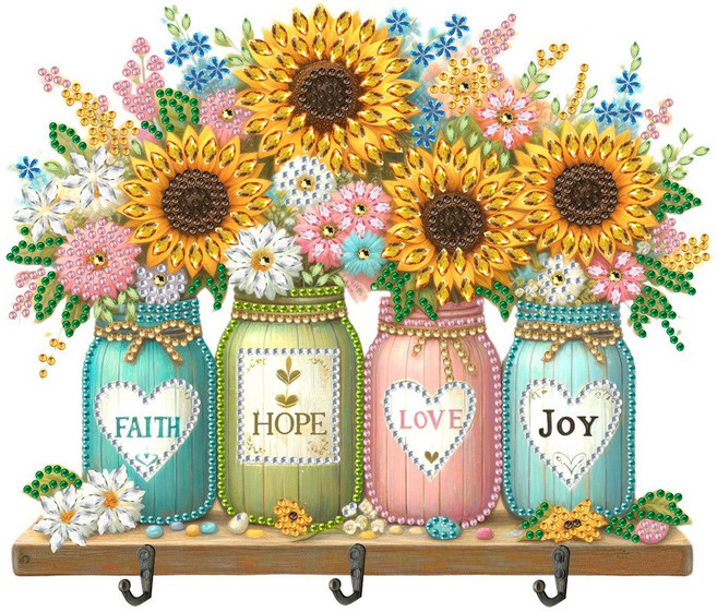 보석십자수 장식품 소품걸이 문걸이 후크, 1개, 해바라기