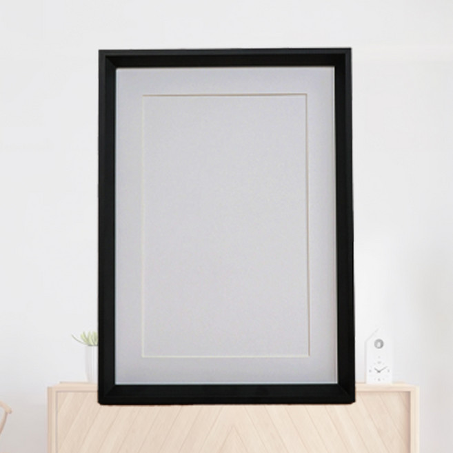 레디박스 사선 벽걸이 스탠드 액자 프레임 우드 원목 전시 장식 인테리어 매트지 포함, 1개, 블랙