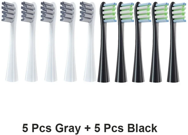 오클린 소닉 전동 칫솔 교체용 브러시 헤드 10 개 X/ X 프로/Z1/ F1/원/에어 2 /SE 소프트 듀폰 강모 노, 01 5Black5Gray
