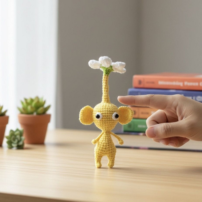 純手工毛線鉤織皮克敏掛件 鑰匙扣包包掛件, 1個, 黃色超萌皮克敏