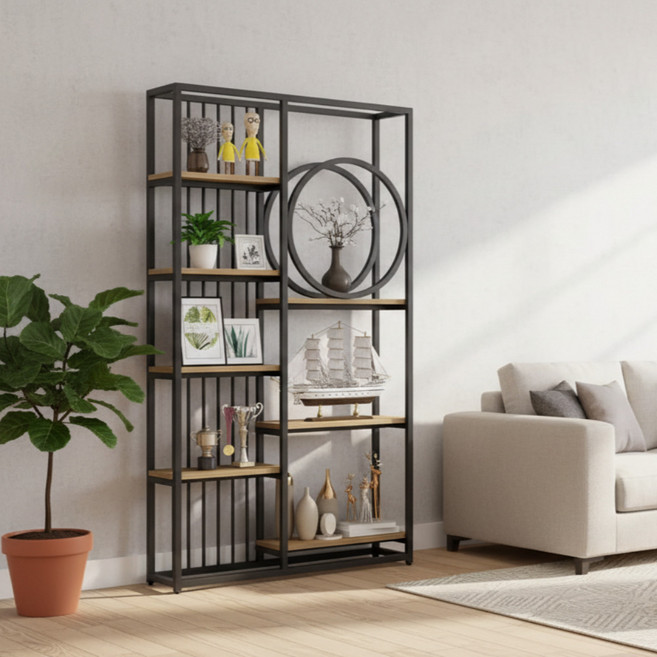 모던쉘 거실 장식장 위스키진열장 다용도실 사무실 거실 카페 선반 인테리어, 블랙/120*30*200cm