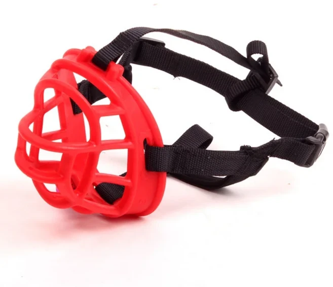 부드러운 실리콘 애완견 입마개 물림 방지 짖음 씹기 마스크 조절 가능한 소형 대형견 용품, 05 5, 01 빨간색, 1