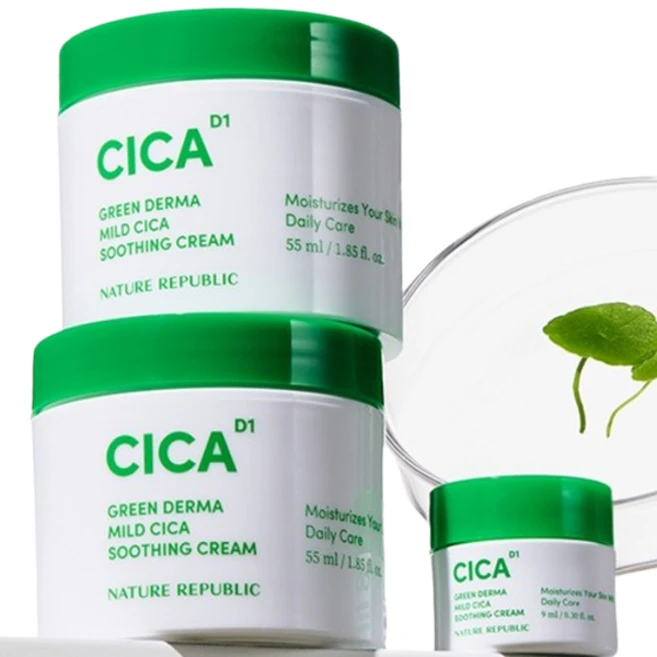 네이처리퍼블릭 그린더마 마일드 시카 수딩 크림 55ml x 2p + 9ml, 1세트 - 쿠팡