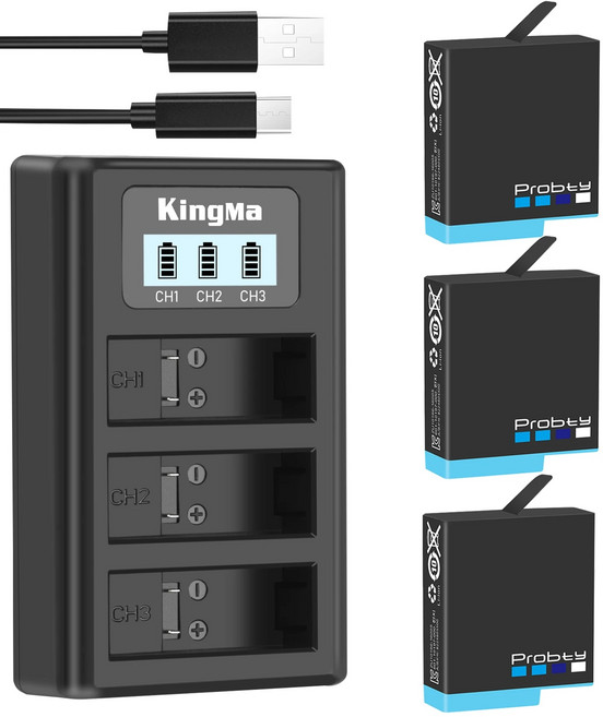 GoPro Hero 8 Hero 7 Hero 6 배터리 GoPro Hero 6 7 8 용 배터리 블랙 카메라 배터리 오리지널 Probty, 1)1 Pc Battery