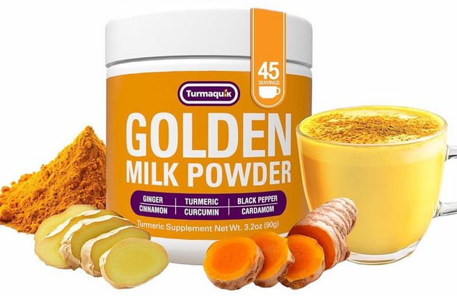 Turmaquik Organic Golden Milk 강황 라떼(90회분) 생강 흑후추 커큐민 시나몬 카다멈 슈퍼푸드 블렌드 GMO 프리 비건 케토 아유르베다, 1개