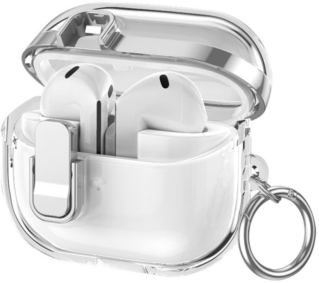 루톰 갤럭시 버즈3 / 버즈3프로 투명 케이스 크롬락, 실버, 1개