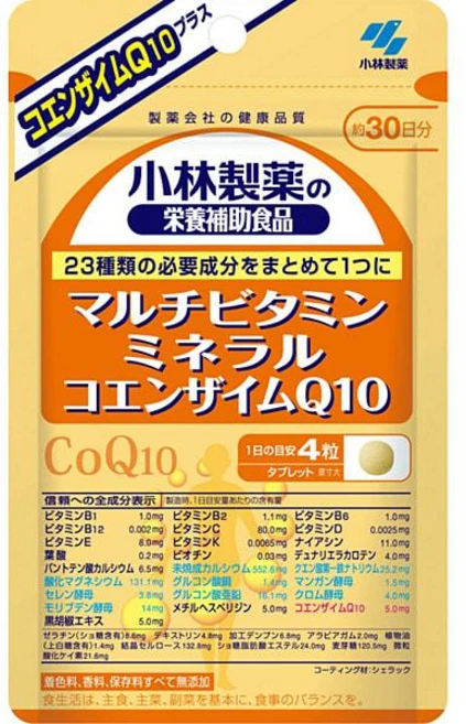 kobayashi 코바야시 제약 멀티비타민 & 미네랄 & 코엔자임Q10 [120정 30일분] 지퍼백포장, 단일, 1개, 30회분 - 쿠팡