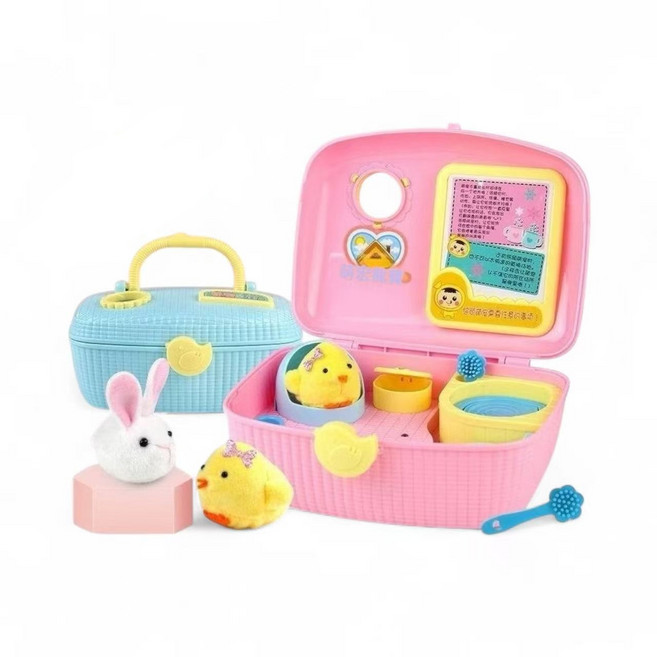 智能萌寵養成屋 兒童互動玩具, 粉色-小雞寵物盒, 1個