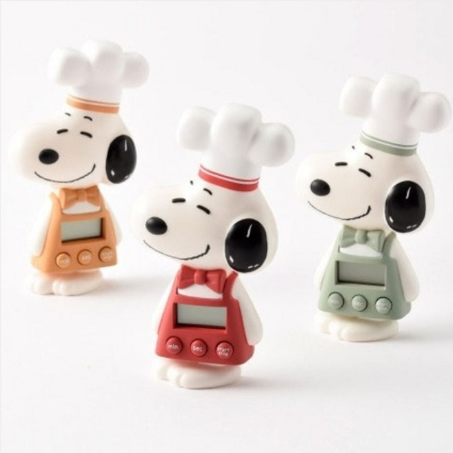 일본 수입 주방용품 스누피 키친 타이머 쉐프스누피 3컬러, 오렌지, 1개