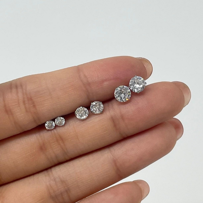 써지컬 스틸 316L 큐빅 귀걸이 3종 세트 3mm 4mm 5mm