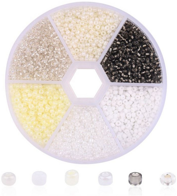 루앤블리 3mm 6색 그라데이션 비즈세트, 화이트, 1개