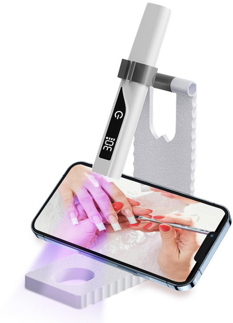 AURRA 젤네일램프 거치대 세트 미니 UV 젤네일 휴대용 LED램프 타이밍기능 USB 충전, 1개, 흰색