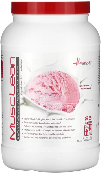 Metabolic Nutrition MuscLean Lean Muscle Weight Gainer Strawberry Milkshake 2.5 lb, 1133 g, 1개 - 쿠팡