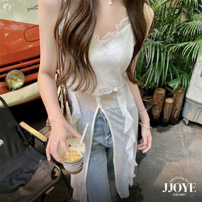 쪼예 레이어드템 프렌치 레이스 뷔스티에 롱 슬립 원피스