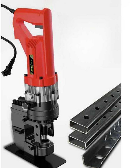 유압펀칭기 앵글 철판 천공기 소형 전동 유압 펀치, 펀칭기 2400W + 풋스위치