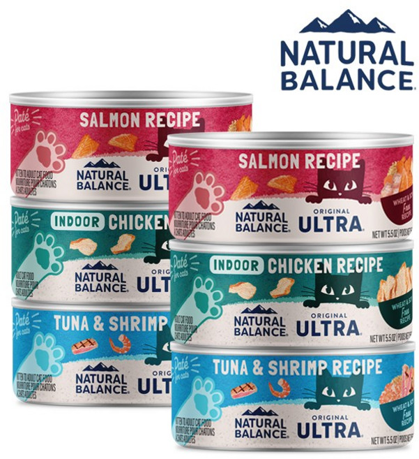 내추럴발란스 울트라 고양이 주식캔, 참치+새우, 156g, 6개
