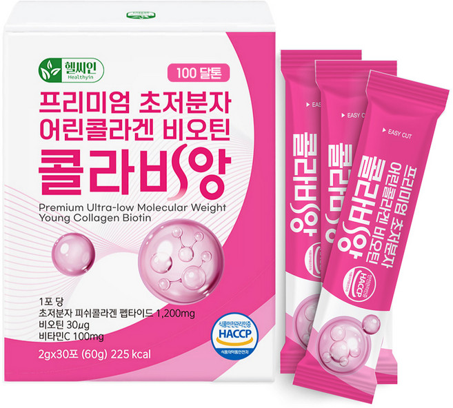 초저분자 어린콜라겐 식약처 HACCP 인증 초저분자 콜라겐 다이펩타이드 비오틴 피쉬콜라겐 콜라비앙, 60g, 1개