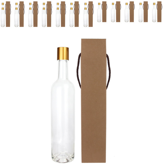 가인글로벌 와인500 투명병 + 스탬핑 롱캡 골드 + 포장박스, 20세트, 500ml