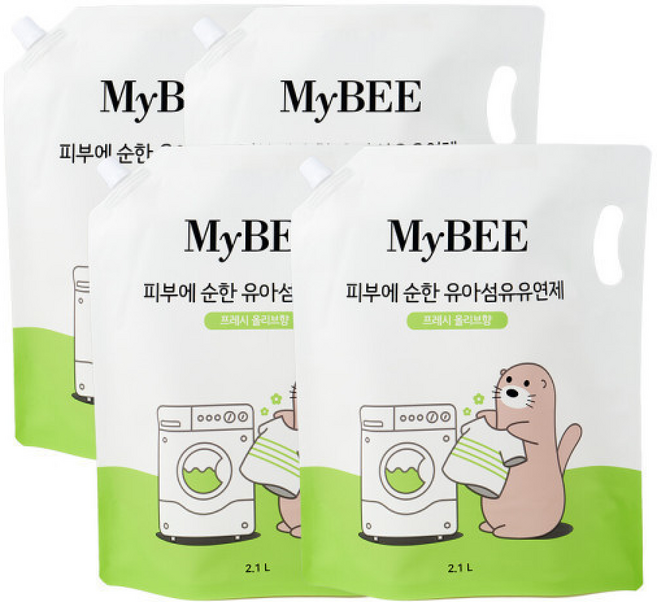 피부에순한 유아섬유유연제 리필() 프레시올리브, 2.1L, 4세트