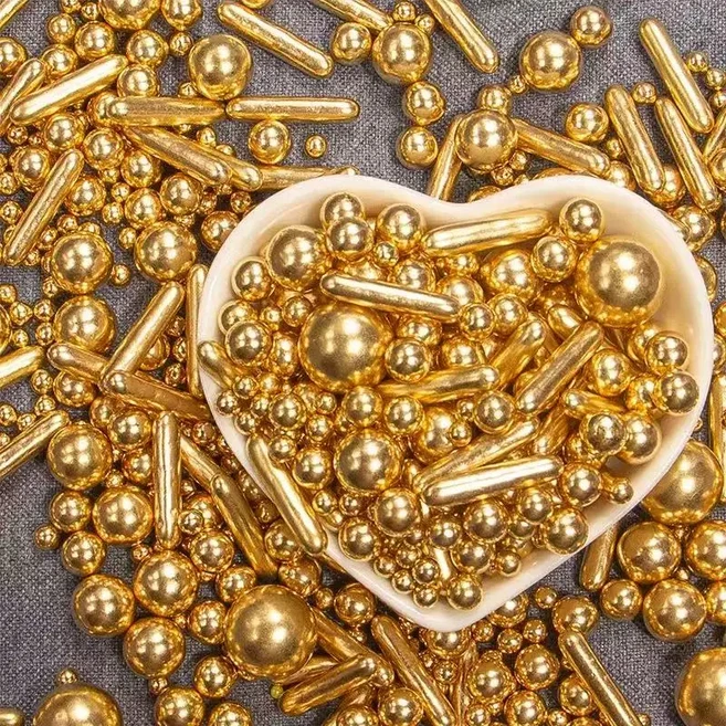 메탈릭 골든 펄 볼 스프링클 장식 토퍼 웨딩 디저트 베이킹, 08 Mixes2, 03 10g