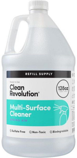 Clean Revolution다목적 세정제 청소 다목적 거울 향기 클리너 욕실 클린 레볼루션 멀티 표면 리필 공급 무독성 친환경 식물 기반 바로 사용 가능 레몬 허브 128Fl, Multi Surface - Spring Air, 1 Gallon (Pack of 4), 1개