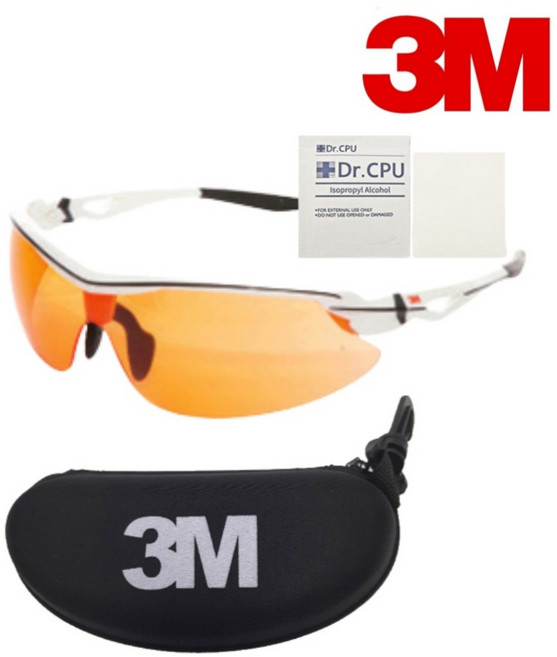 3M 보안경 AP-305SG+보안경 케이스+안경테 소독용 알콜솜 2매, 1세트