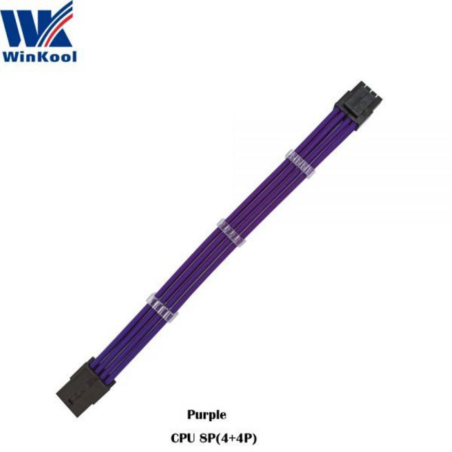 WinKool ATX EPS CPU 암-수 4 + 핀 18AWG PSU 슬리브 연장 전원 코드/케이블 화이트 블랙 포함, 11) 200mm - Purple