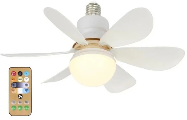 리모컨 LED 조광 기능이 있는 천장 선풍기 조명 E27 거실 연구 및 가정용에 적합 85-265V, 01 white, 02 52cm