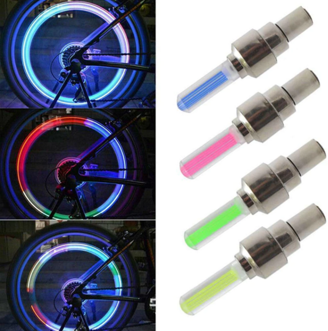 자전거 바이크 킥보드 바퀴 타이어 LED 휠라이트, 휠라이트 옐로우, 1개