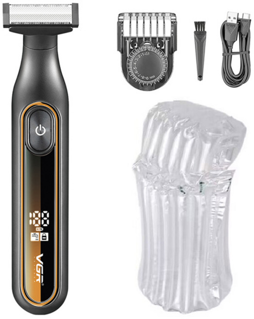 VGR 남성용 얼굴 및 신체 전기 면도기 조절식 수염 및 바디 헤어 트리머 충전식 전기 면도기 습식 건식, [01] With bubble
