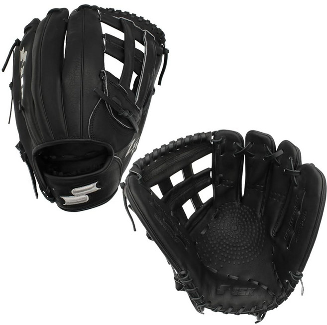 SSK Z5 장인 외야 야구 글러브 딥 포켓 12.25" - 12.5" - 12.75" - 오른손 및 왼손 던지기, Bla /Silver H Web, 12 5 Left Hand Throw, 1개