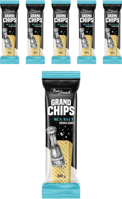 발스낵 그랜드 감자칩 씨쏠트, 60g, 6개