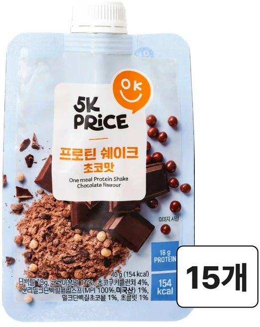 5k 프로틴 쉐이크 초코 (네덜란드산 코코아분말 초코쿠키 프로틴볼), 15세트, 1회분 - 쿠팡