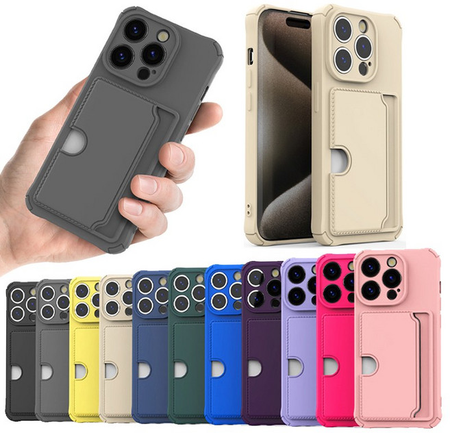 페블 아이폰12프로맥스 전용 카드2장 사이드 포켓 방탄 TPU 다양한 컬러 젤리 휴대폰 케이스