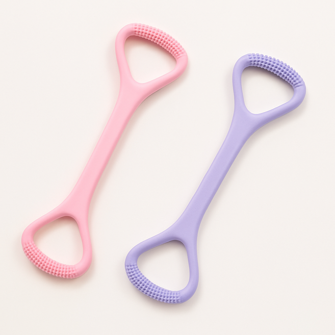 마켓피아 어깨 스트레칭 실리콘 밴드 필라테스 요가, 1세트, 핑크&보라