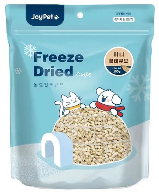 조이펫 동결건조 미니 황태 큐브 150g 노즈워크 무첨가물 원재료 100 한입크기, 1개